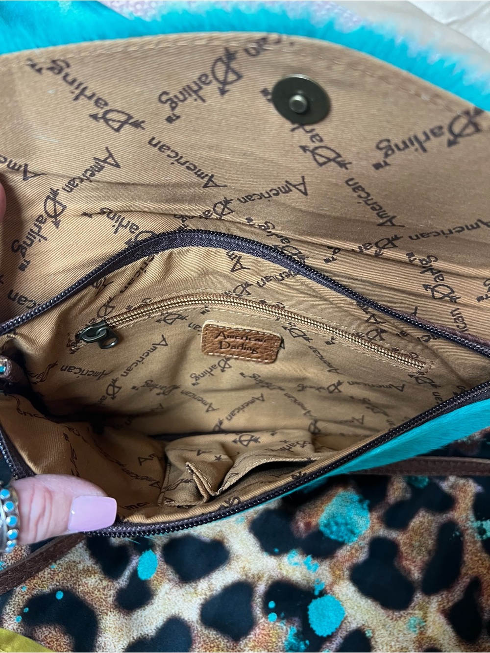 American Darling Envelope Hair on Leather Crossbody/Shoulder Bag - Picture 8 of 10